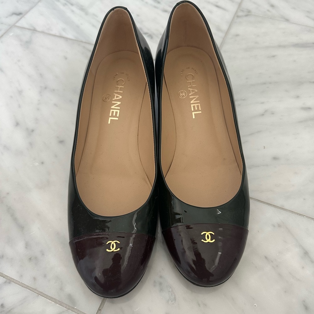 Chanel Patent Leather Heeled Ballet Flats